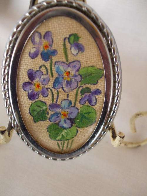 Hand Painted Brooch with Violets