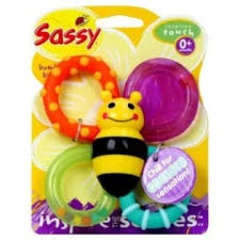 SASSY VIBRATING BUMBLEBEE TEETHER PLUS free SASSY "who loves baby" PHOTO BOOK! Great gift