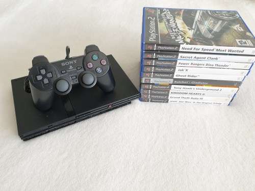 Playstation 2 Slim Console + 10 Games + Memory Card