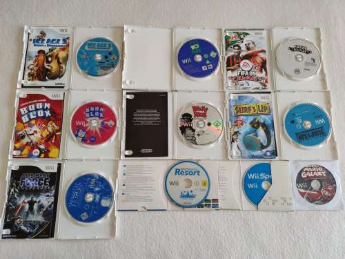 Nintendo Wii Console + 10 Games + 2 Controllers + Box