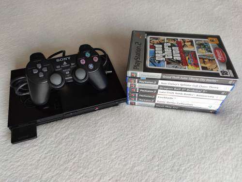 PS2 / Playstation 2 Slim Console + 7 Games + Controller + Memory Card