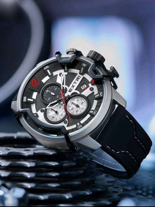 EXTRI! SPORTY CHRONO AND STEEL WATCH