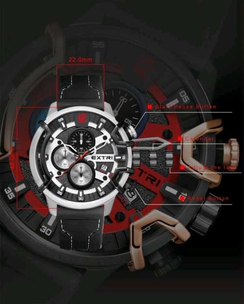 EXTRI! SPORTY CHRONO AND STEEL WATCH