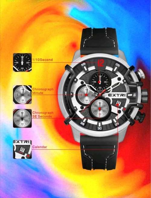 EXTRI! SPORTY CHRONO AND STEEL WATCH