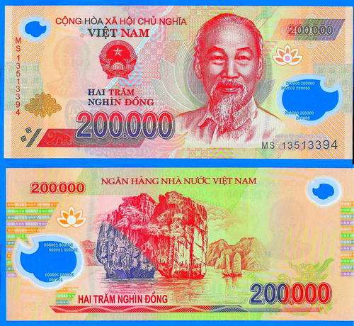 Vietnam 200000 Dong 2013 UNC Prefix MS Asia Polymer Banknote
