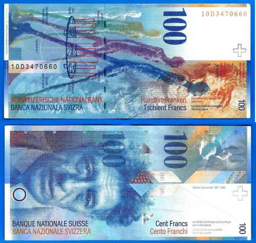 Switzerland 100 Francs 2010 Frcs CHF Giacometti Central Europe Banknote