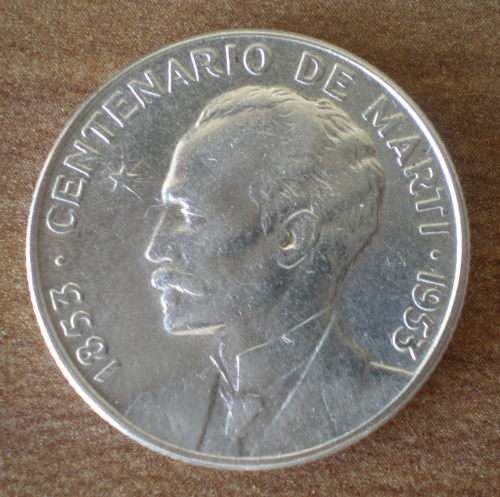 Cuba 25 Centavos 1953 Commemo Jose Marti 100 Years Silver Coin Caribe America Coin