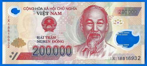 Vietnam 200000 Dong 2018 Prefix IX Boat Asia Polymer Banknote