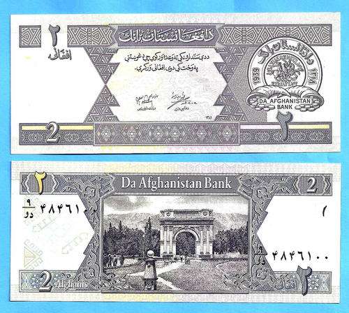 Afghanistan 2 Afghanis 2002 Unc Afghani Middle East