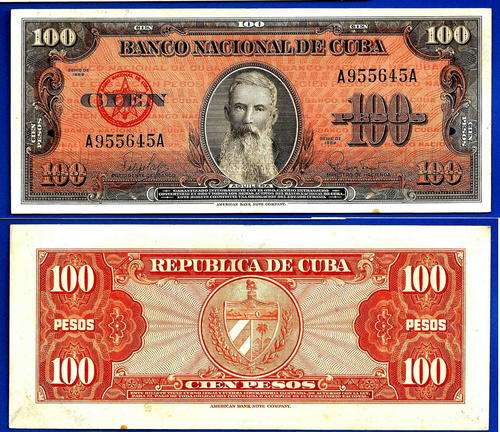 Cuba 100 Pesos 1959 Caribe Aguilera Banknote