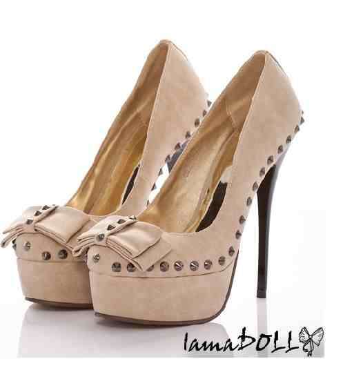 Nude Sexy Rivet Embellished Pumps ( Size 4 - 6 )