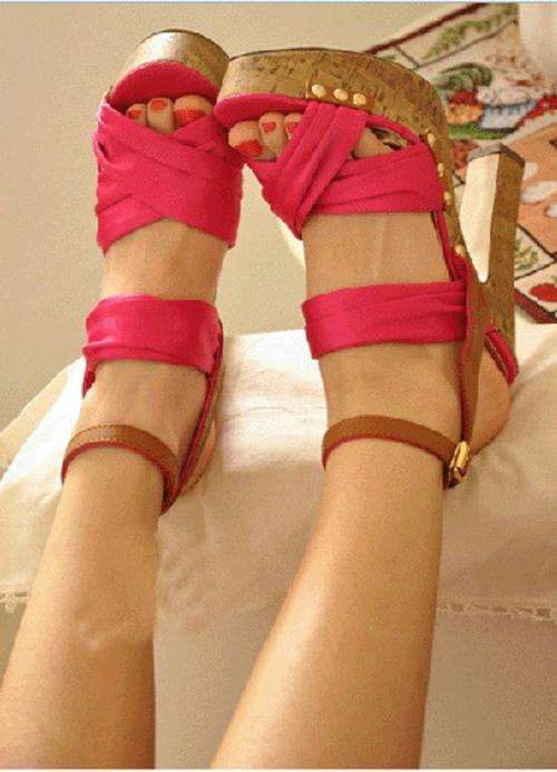 New Peach Red Sexy Bandage High-heel Sandal ( Size 4 - 6 )