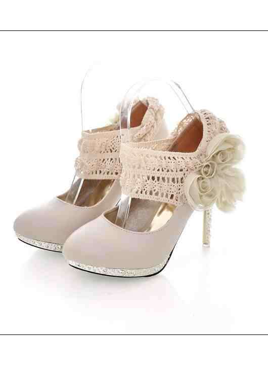 Apricot Flowers High Heels Pumps ( Size 4 - 6 )
