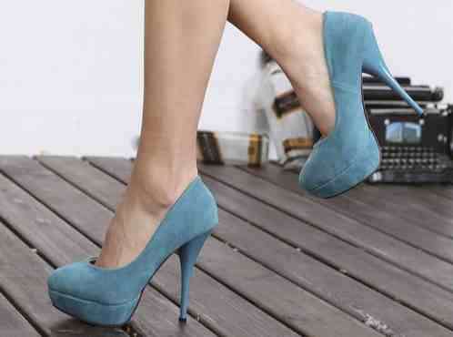 Blue Sexy Round Toe High Heel Shoes ( Size 4 - 6 )