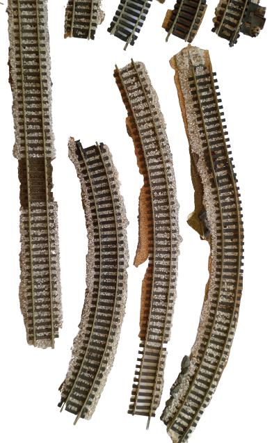 HO Train tracks - Retired Lot of Premium Train Track sections, Cork backing and Track ballast