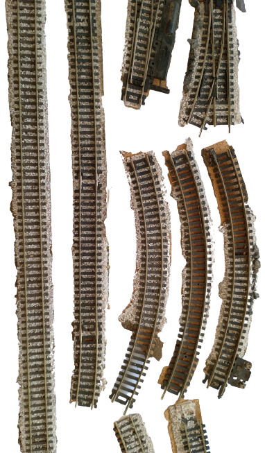 HO Train tracks - Retired Lot of Premium Train Track sections, Cork backing and Track ballast