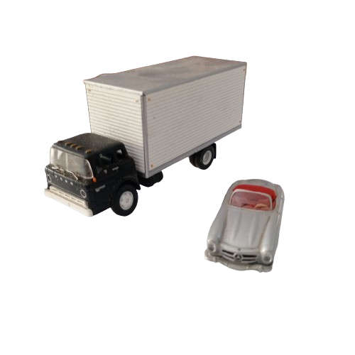 HO SCALE Mercedes Benz 300 SL and 1960s FORD Cargo Truck