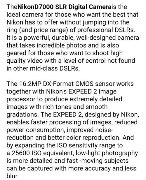New Nikon d7000 body only 16.2 Mp and 1080 HD video