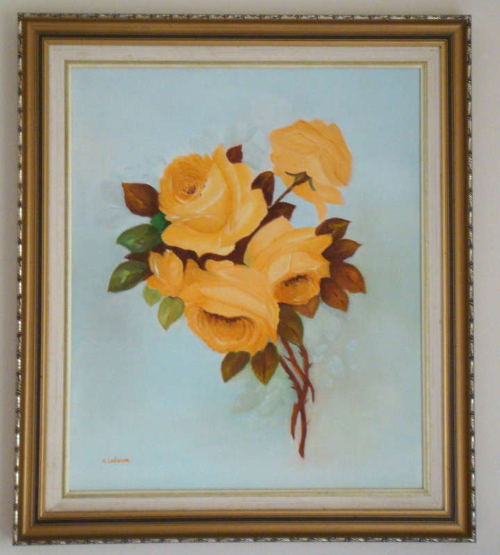`Roses` - FRAMED AND READY TO HANG -  Original Oil Painting by A. Leeferink.