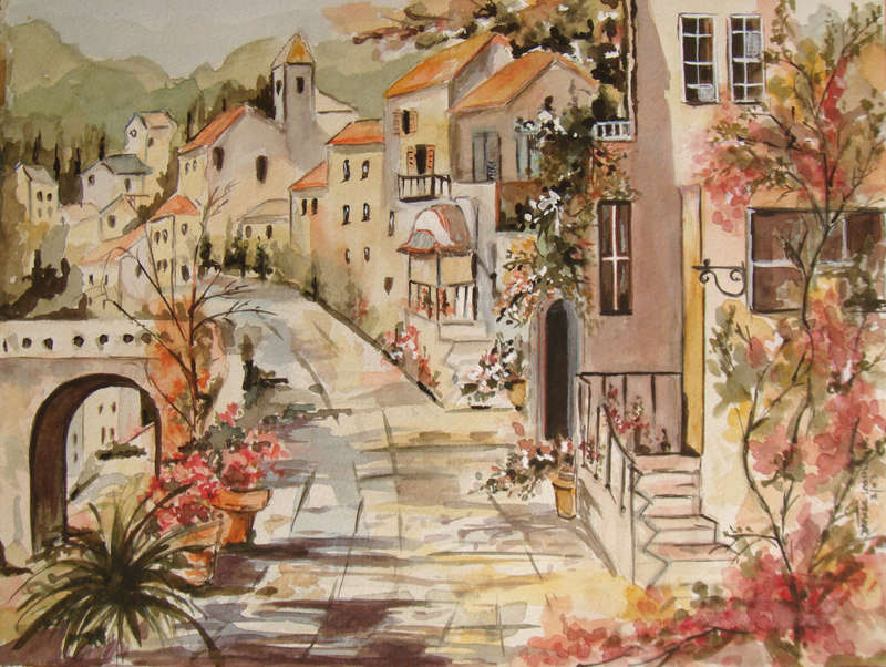 ORIGINAL WATER COLOUR BY  DENISE LEATH - NOT FRAMED -  SIZE 375mm x 280mm