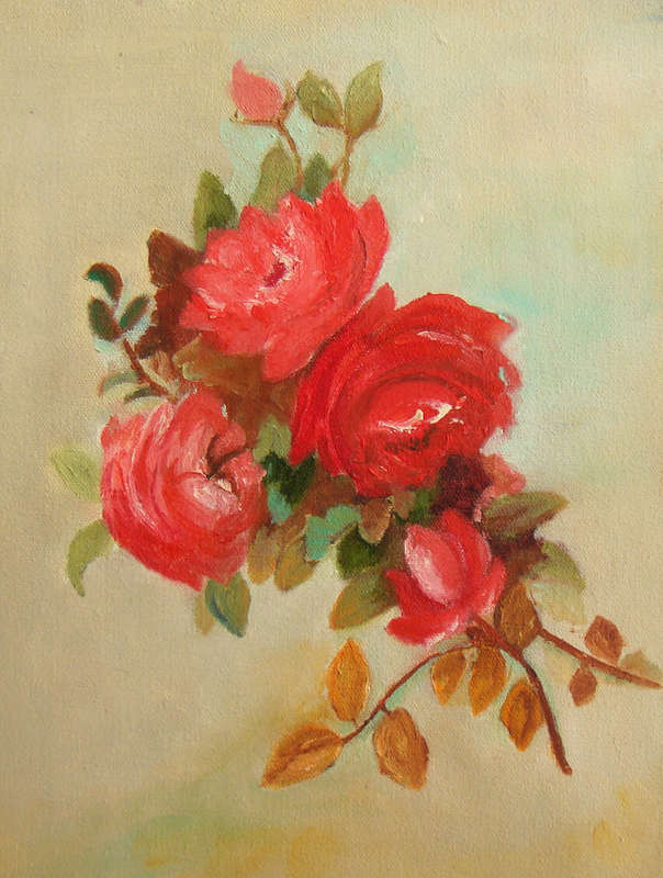 ROSES   -    Oil Painting  -   SIZE 300MM X 220MM