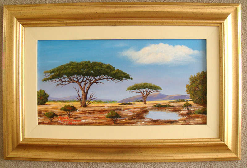 ` KRUGER PARK`  -  BEAUTIFULY FRAMED OIL - ORIGINAL !! by  Yvonne Carola-Pearce - Size 670mm x 440mm