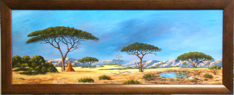 Framed oil painting by Yvonne Carola-Pearce - Size 1190mm x 490mm