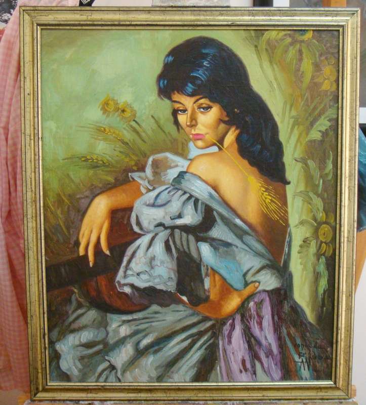 ` SPANISH LADY`  - BEAUTIFUL FRAMED - OIL  - ORIGINAL !!  - Size 790mm x 660mm