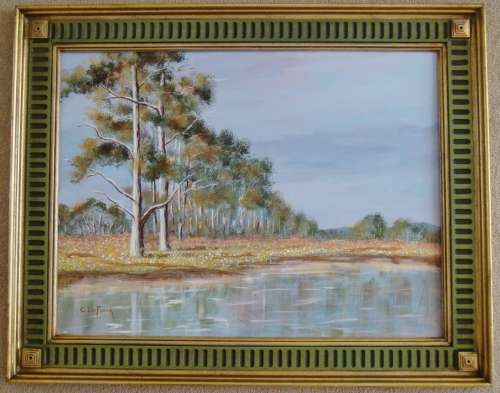 ` WEST COAST`  -  BEAUTIFULY FRAMED OIL - ORIGINAL !! by   C. LEEFERINK - Size 745mm x 595mm