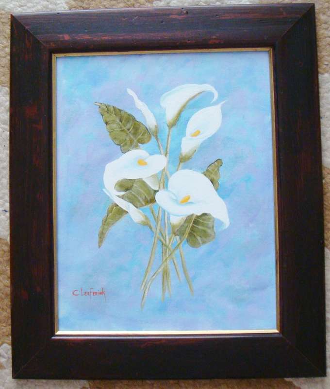 -  ARUM LILIES  -  Oil Painting by  C. Leeferink  -  Size 500mm x 420mm  -