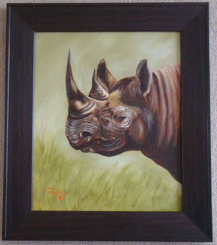 `RHINO`  -  BEAUTIFUL FRAMED OIL - Original !! -   by  Yvonne Carola-Pearce - Size 500mm x 425mm