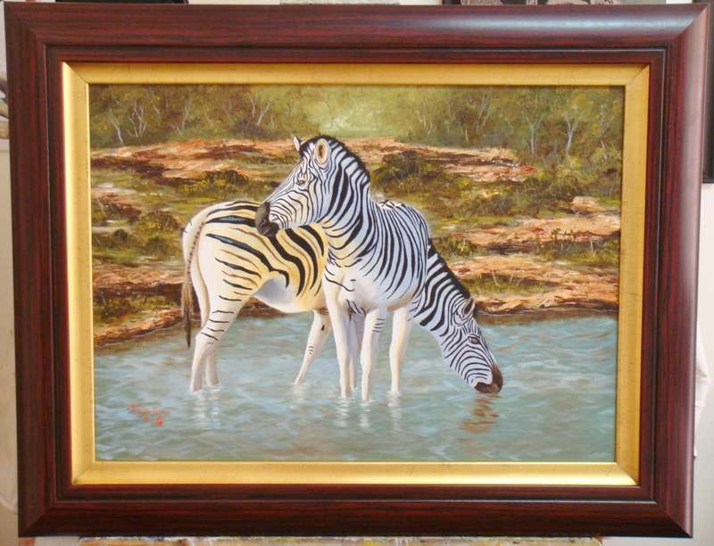 `TWO OF A KIND`  -  BEAUTIFULY FRAMED OIL -  by  Yvonne Carola-Pearce - Size 900mmx 700mm