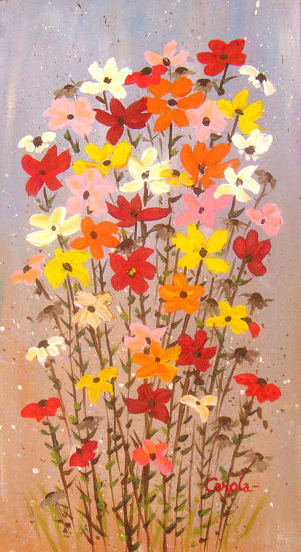 Flowers.  A Fun little happy painting, very colourful.