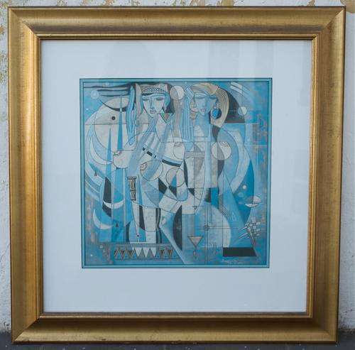 ABSTRACT - Jianghua su - Chinese artist - Large framed print 81.5 x 83.5 cm