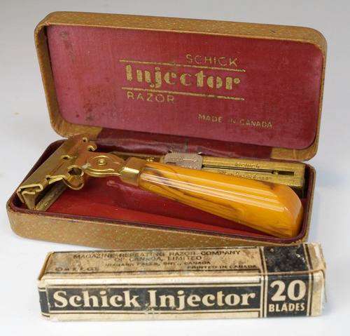Vintage SCHICK INJECTOR RAZOR in original case PLUS extra INJECTOR with  20 blades - still sealed