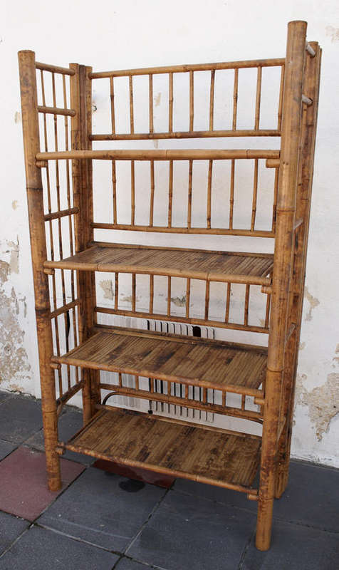 Antique bamboo bookshelf - can fold up when not in use