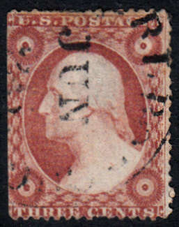 USA 1851 3c red, used