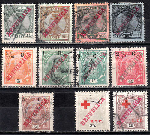 Mozambique surcharged part sets , used       (faults)