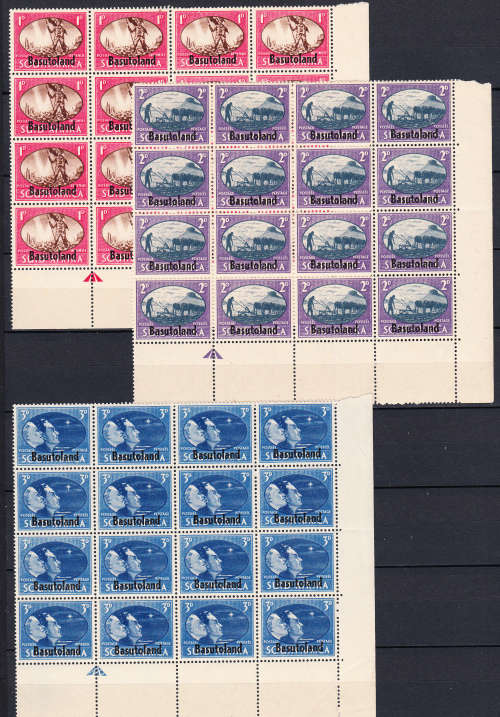 Basutoland 1945 Victory arrow block set , M/H & MNH       (SACC 29-31 )