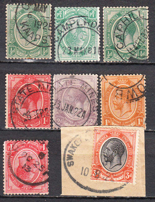 Union of South Africa KG V used cancels