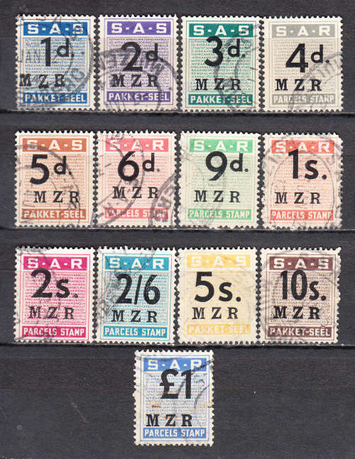 South Africa railway parcel stamps set MZR (Muizenberg)  , used