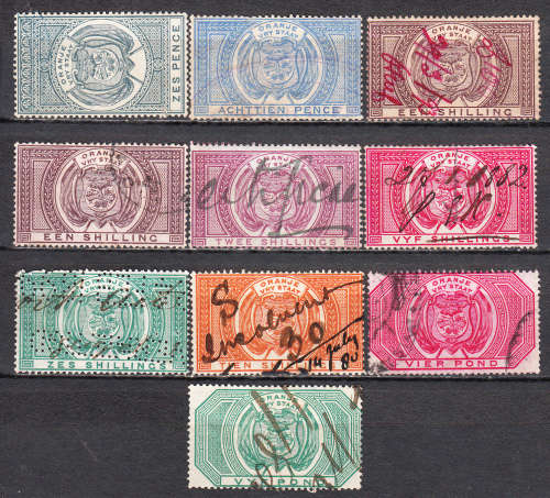 Orange Free State 1878/82 part revenue set , used               ( CV R 731)