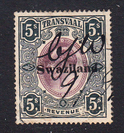 Swaziland 1904 KE  5s overprinted revenue , used        ( BF 30 , CV £ 75 )