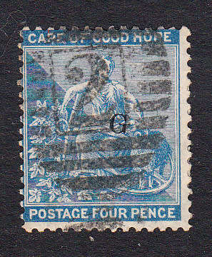 Griqualand West 1877/78 QV 4d blue overprinted revenue , used      (crown CC)
