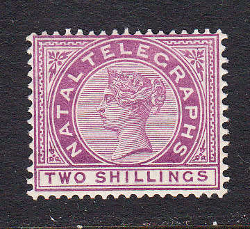 Natal 1881 QV 2s purple TELEGRAPHS duty , M/H