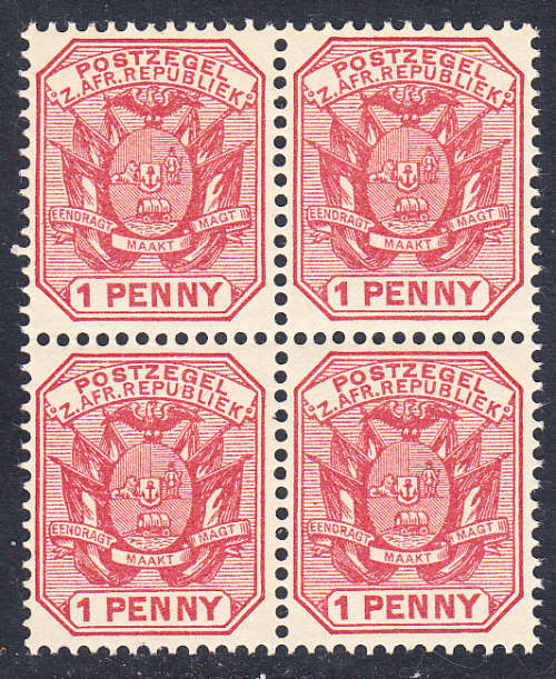 Transvaal 1895-96 1d B4 rose red , MNH         (SACC 211)