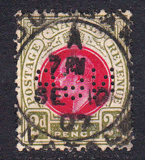 Natal Government Railways 1907 2d parcel stamps perforated NGR (reversed) , used