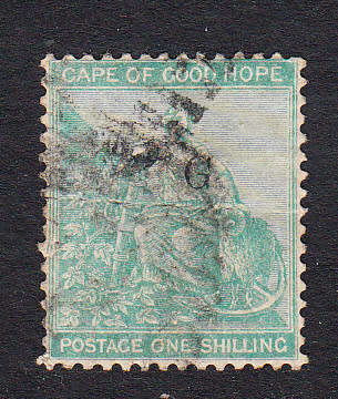 Griqualand West 1877/78 QV 1s green overprinted , used      (crease, crown CC)