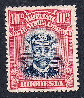 BSAC 1913 KG V 10d blue & red (Die II ,Perf 15) , M/H      (SACC 247 , CV R280)