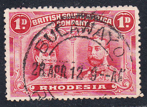 BSAC 1910-16 Double head 1d bright carmine (Perf 13 1/2) , used     (SACC 183, CV R 750)